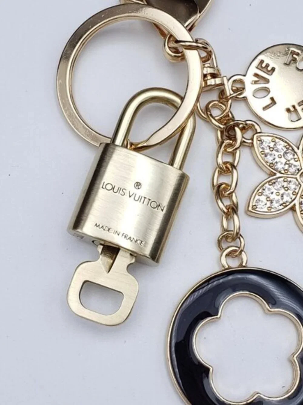 Authentic Louis Vuitton Gold Lock & Key 🔑 Bag Charm w/ Unbranded Flower Charm